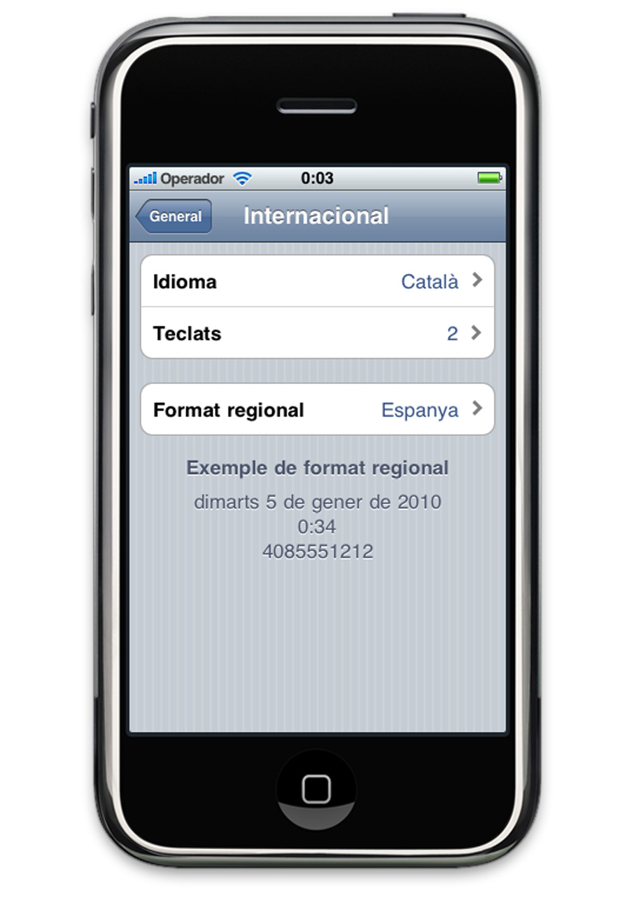 Català Idioma de l'iPhone