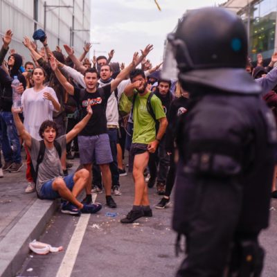 Imatge de la protesta a l'aeroport de Barcelona